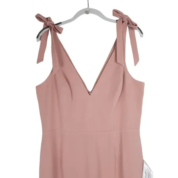 Dress the Population Lita Tie Midi Cocktail Dress in Blush, Size XXL, NWT